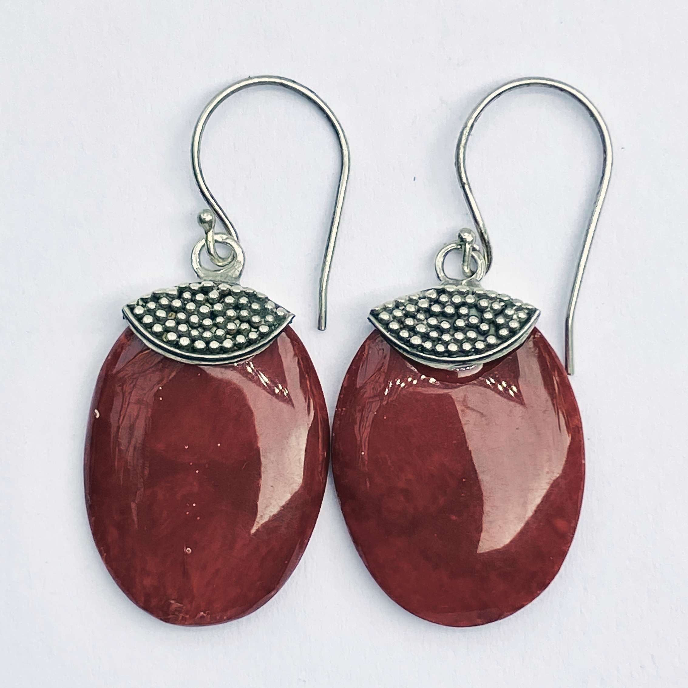 (HANDMADE 925 BALI SILVER EARRINGS WITH RED CORAL)